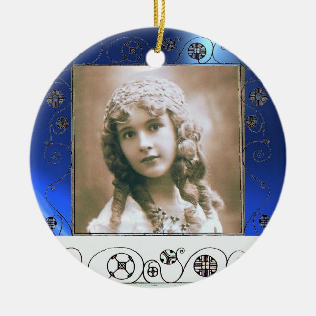 MAGIC SWIRLS PHOTO TEMPLATE , Blue Sapphire Ceramic Tree Decoration (Front)