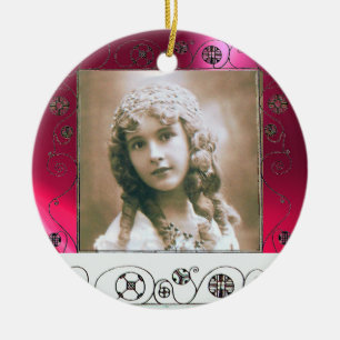 MAGIC SWIRLS PHOTO TEMPLATE , Red Pink Ruby Ceramic Tree Decoration