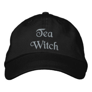 Magic Tea Witch Quote Peach Orange Black Embroidered Hat
