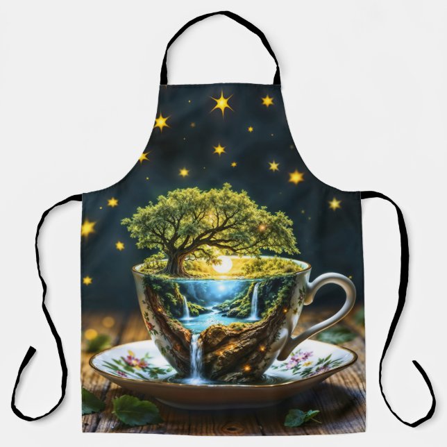 Magic teacup landscape fantastic nature apron (Front)