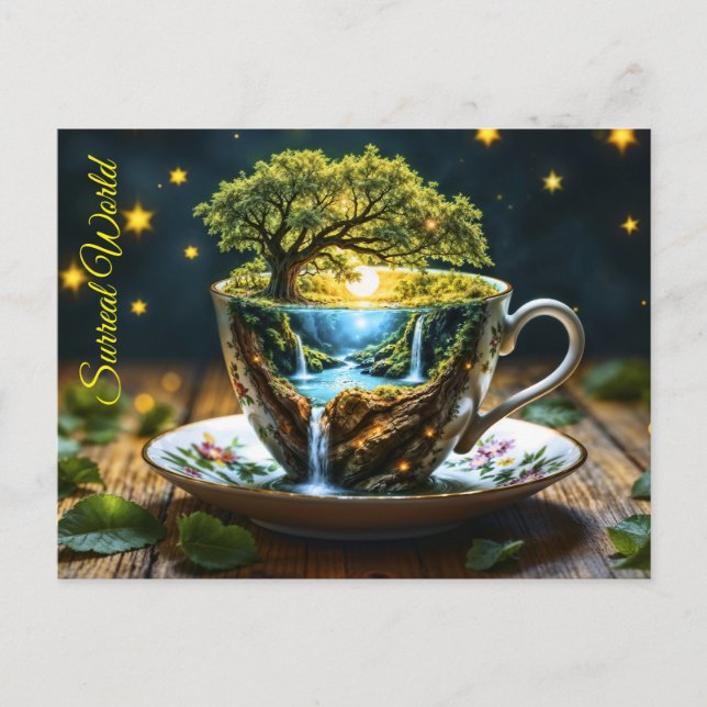 Magic teacup landscape fantastic nature postcard (Front)