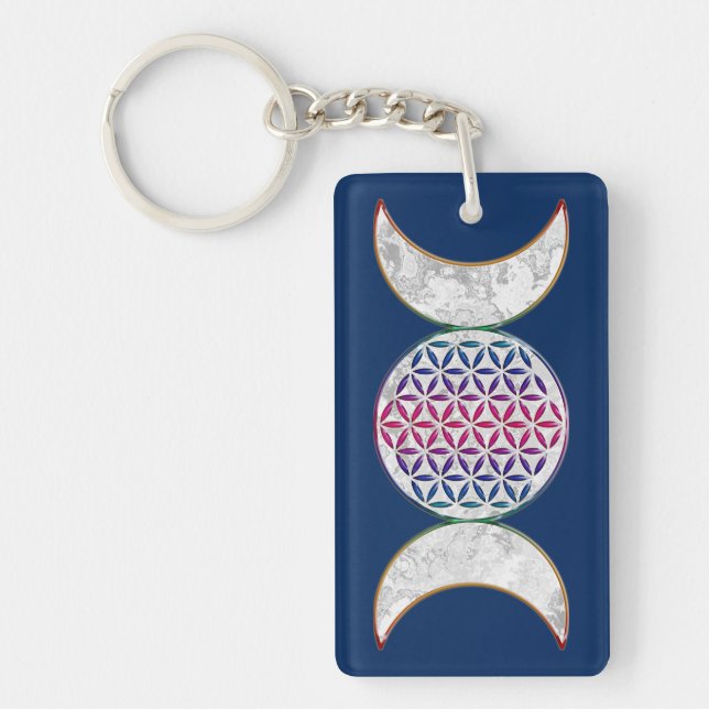 Magic Triple Moon - Spirit Flower Of Life 2 Key Ring (Front)