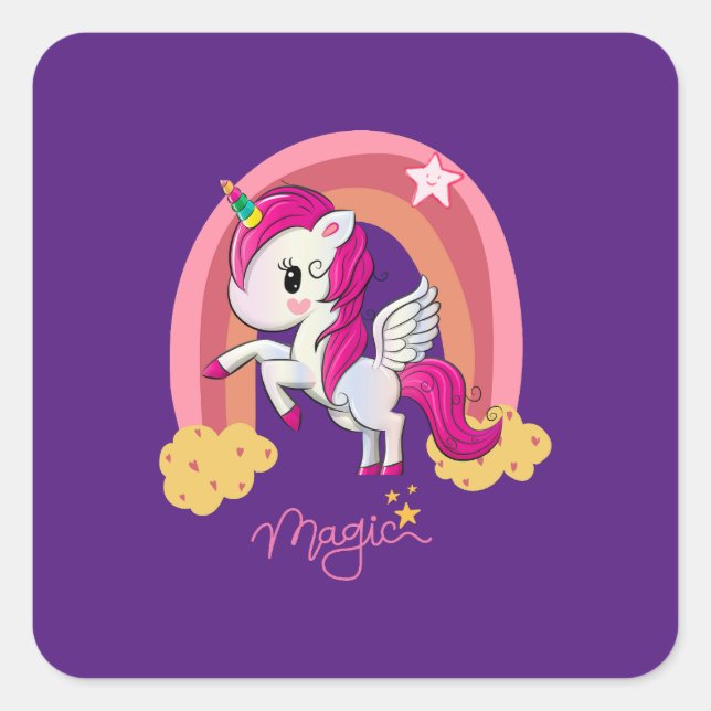 Magic Unicorn Fan Club        Square Sticker (Front)