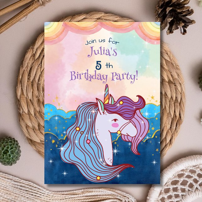Magic Unicorn Kids  Birthday Invitation (Creator Uploaded)