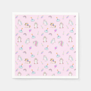 Magic Unicorn rainbow gradient 1st birthday party Napkin