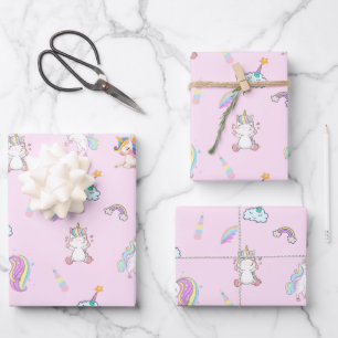 Magic Unicorn rainbow gradient 1st birthday party Wrapping Paper Sheet