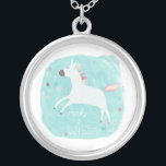 Magic Unicorn Squad - Make a Wish Silver Plated Necklace<br><div class="desc">Magic Unicorn Squad II by June Erica Vess. Features a unicorn against a pastel background.</div>