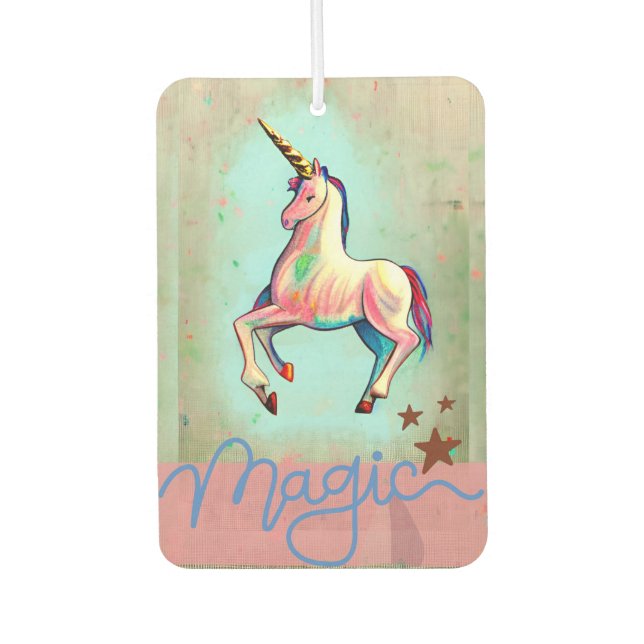 Magic unicorn  throw pillow car air freshener (Front)