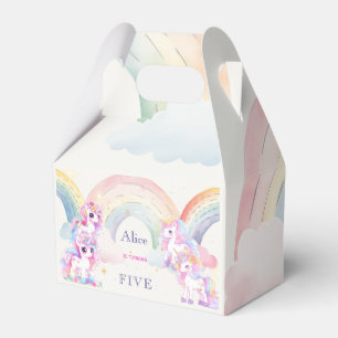 Magic unicorns and rainbows watercolor birthday favour box