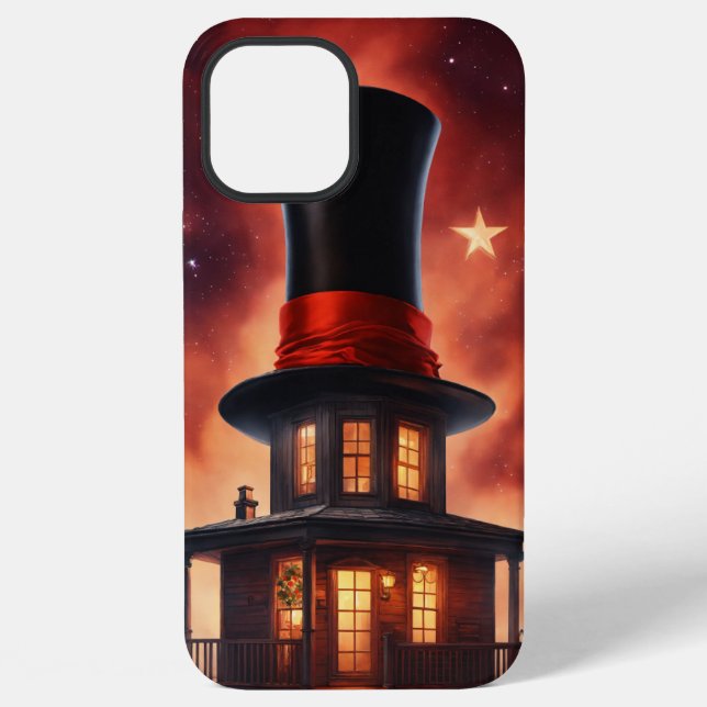 Magic Unveiled: Top Hat & Enchanted House iPhone Case (Back)