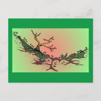 Magic Valley Daytime Art Postcard - Green, Pink