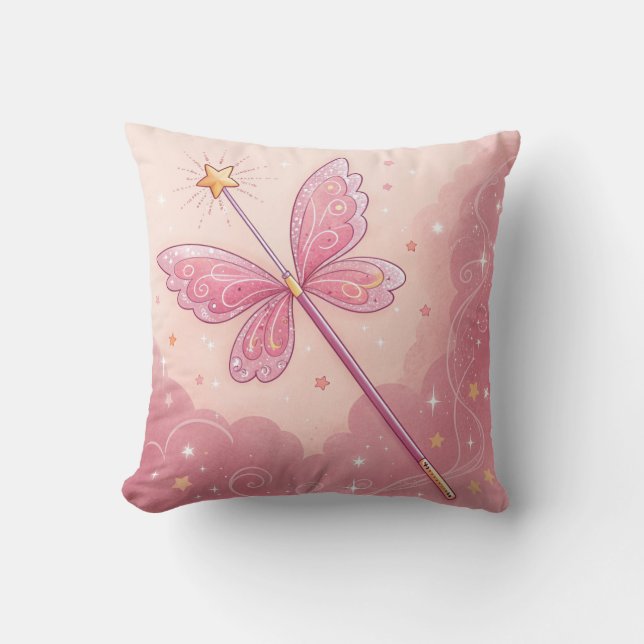 Magic Wand & Fairy Wings Nursery Art – Sparkly Cushion (Front)
