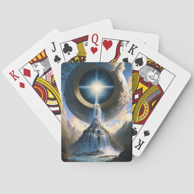 Magic Waterfall Surreal Fantasy Art Playing Cards (Back)
