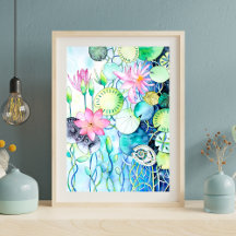 Magic Waterlilies Archival Art Print  