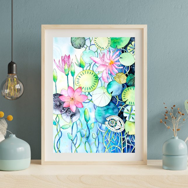 Magic Waterlilies Archival Art Print   (Magic Waterlilies frame mockup.)
