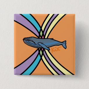 magic whale button. 15 cm square badge