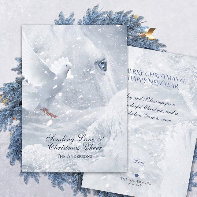 Magic White Horse & Dove on Ice - Christmas Card (Creator Uploaded)