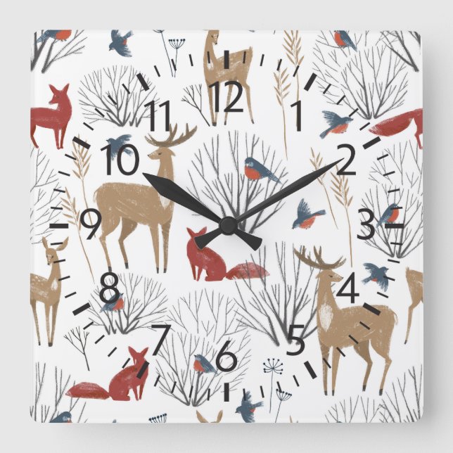 Magic Winter Wonderland Square Wall Clock (Front)