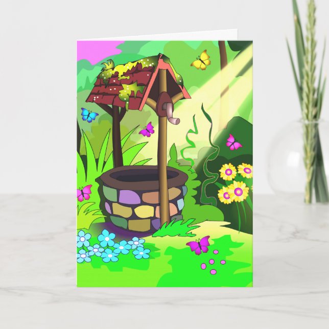 Magic Wishing Well Greeting Cards Vertical (Front)