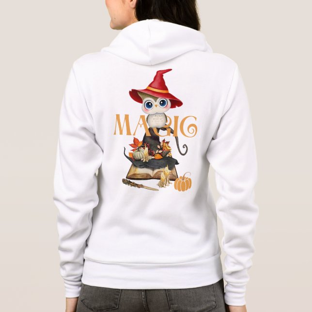 Magic Witch Owl Fall Themed  Hoodie (Back)