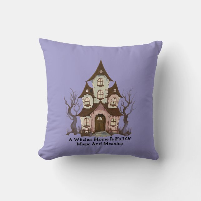 Magic Witchy Woodland House Cottage Home Cushion (Front)