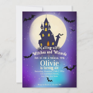  Magic Wizardry Castle Birthday Party Invitation