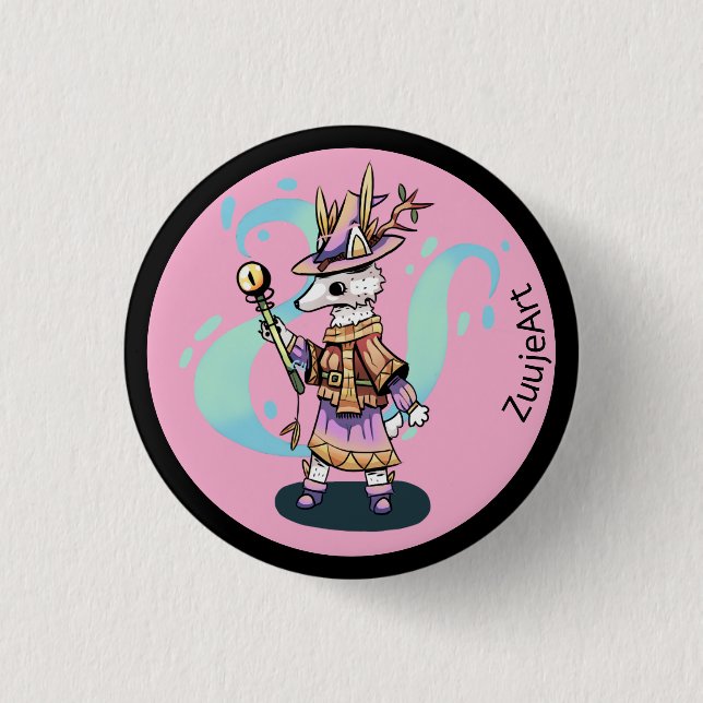 Magic wolf 3 cm round badge (Front)