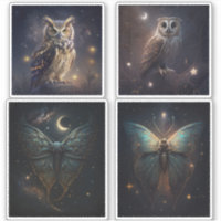 Magic woodland owl. Mystic night moth butterfly