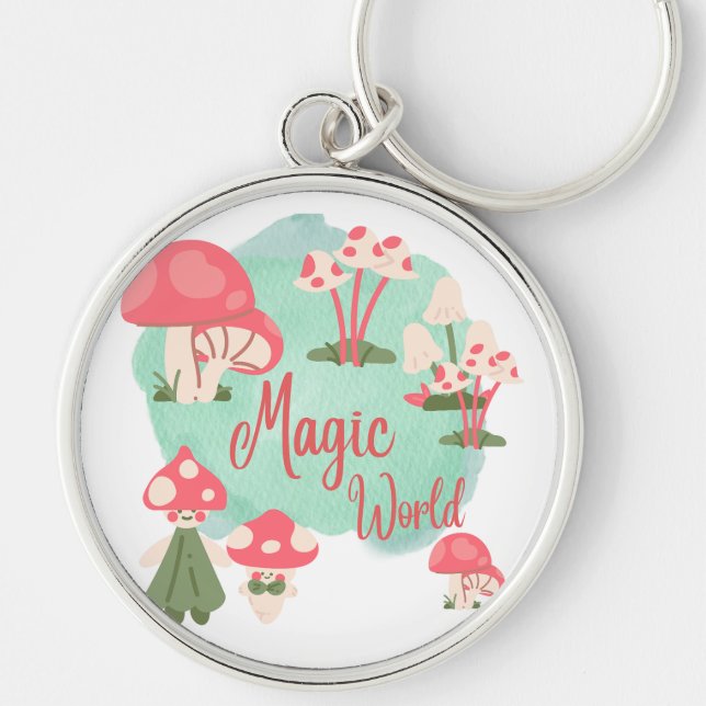 MAGIC WORLD MUSHROOMS SCENE, MAGICAL, FANTASY, KEY RING (Front)