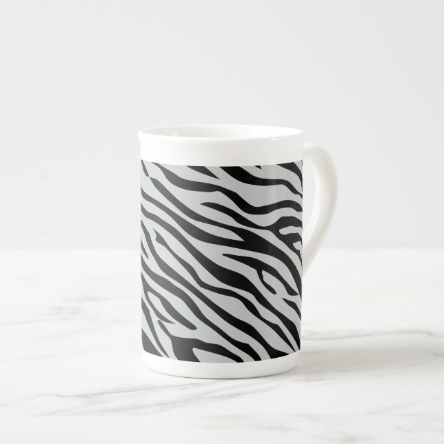 Magic Zebra Stripes Click to Customise Grey Colour Bone China Mug (Front Right)