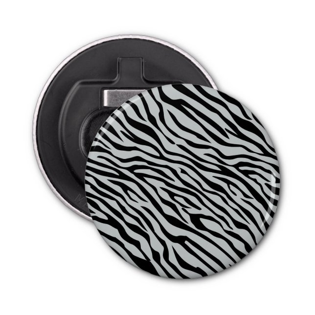 Magic Zebra Stripes Click to Customise Grey Colour Bottle Opener (Front)