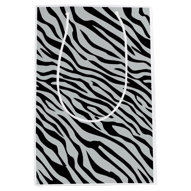 Magic Zebra Stripes Click to Customise Grey Colour Medium Gift Bag (Front)