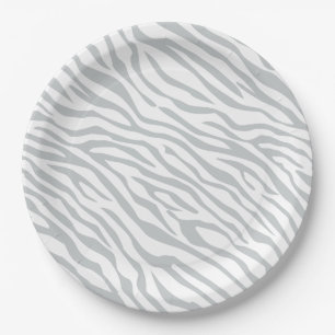 Magic Zebra Stripes Click to Customise Grey Colour Paper Plate