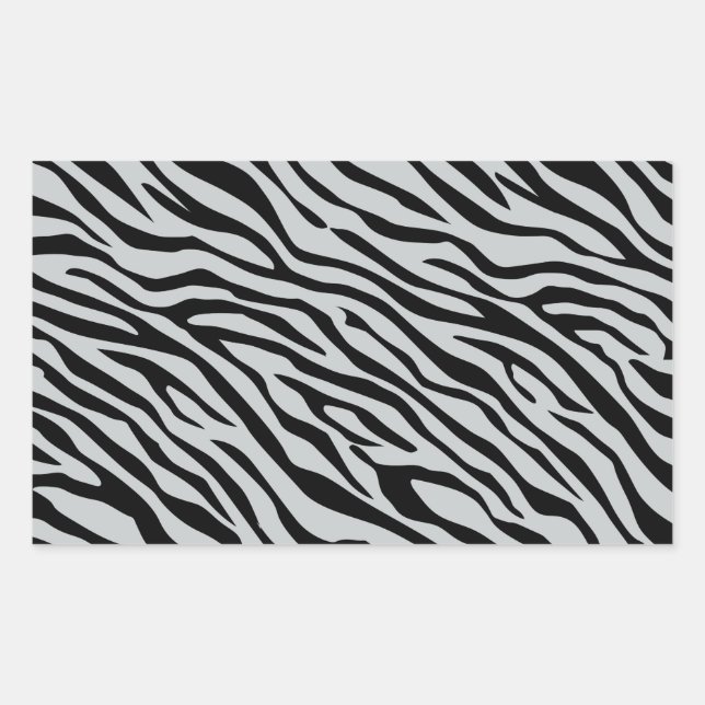 Magic Zebra Stripes Click to Customise Grey Colour Rectangular Sticker (Front)
