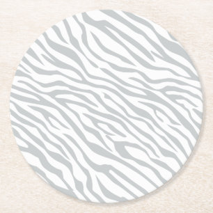 Magic Zebra Stripes Click to Customise Grey Colour Round Paper Coaster