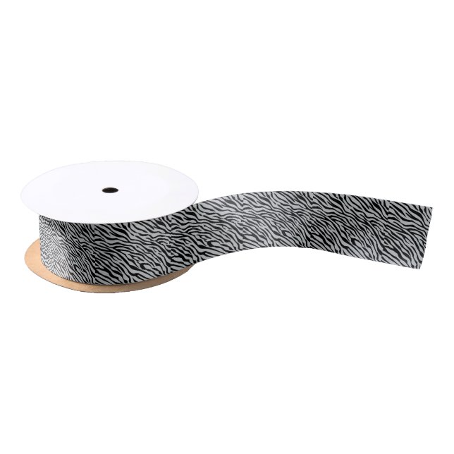 Magic Zebra Stripes Click to Customise Grey Colour Satin Ribbon (Spool)
