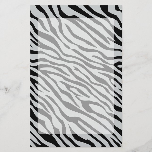 Magic Zebra Stripes Click to Customise Grey Colour Stationery (Front)