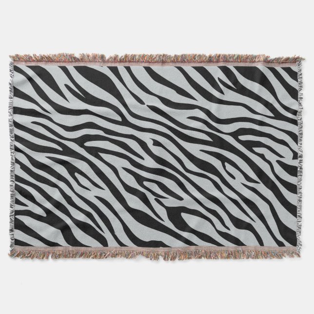 Magic Zebra Stripes Click to Customise Grey Colour Throw Blanket (Front)