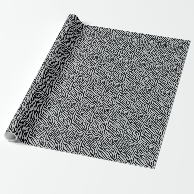 Magic Zebra Stripes Click to Customise Grey Colour Wrapping Paper (Unrolled)