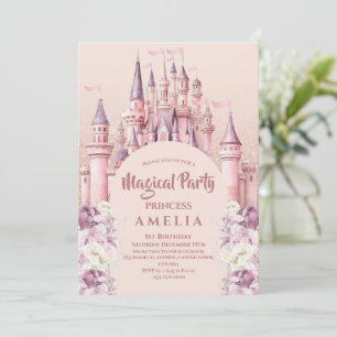 Magical 1st Birthday Party Cartoon Castle Invitation