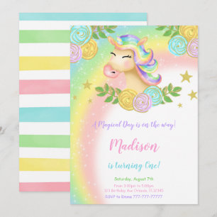 Magical 1st Unicorn Birthday Invitation