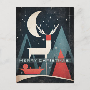 Magical Abstract Xmas Elk Postcard