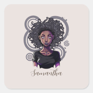 Magical Afro Woman Square Sticker