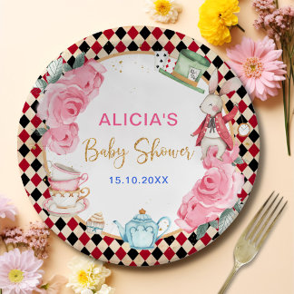 Magical Alice in Wonderland Baby Shower Tea Party Paper Plate