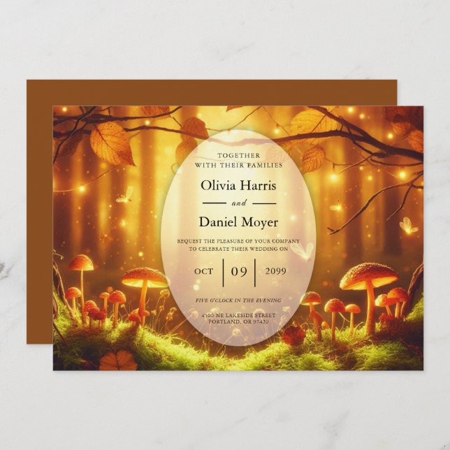 Magical Amber Forest Fairytale Wedding Invitation (Front/Back)