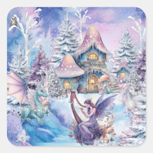 Magical and Whimsical Christmas Fairy Square Sticker