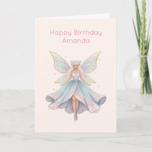 Magical Angel Fairy Pastel Colors Birthday Card