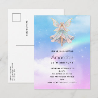 Magical Angel Fairy Pastel Colors Birthday Invitation Postcard