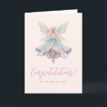 Magical Angel Fairy Pastel Colors Graduation Card<br><div class="desc">Graduation card with an elegant image of a celestial angel fairy being. With pink and blue pastel colored wings and gown. Flowers in her hair. Stylish magical vibe.</div>