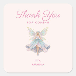 Magical Angel Fairy Pastel Colors Party Thank You Square Sticker